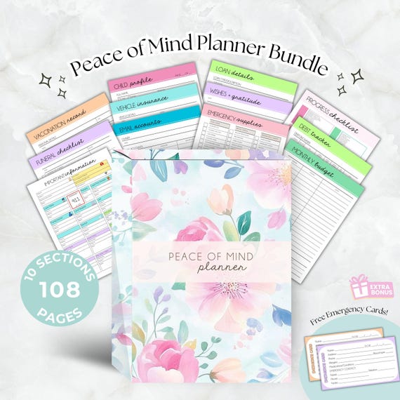Just In Case Binder, printable Emergency planner Fillable, What If Binder Bundle, End of Life Plan, Family organizer Printable Peace of Mind