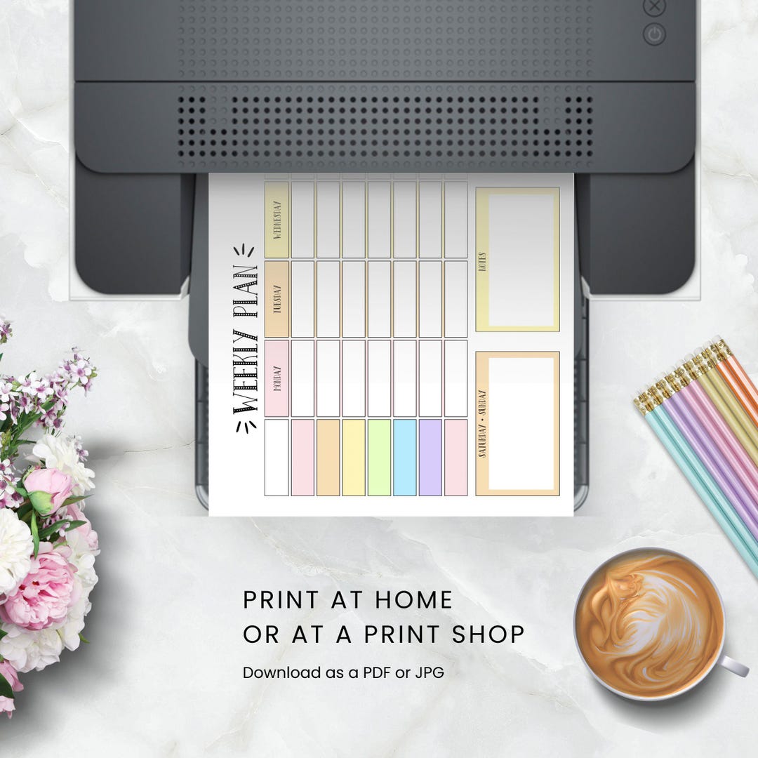 Weekly Plan Rainbow Homeschool Kids Printable Editable Schedule to Do ...