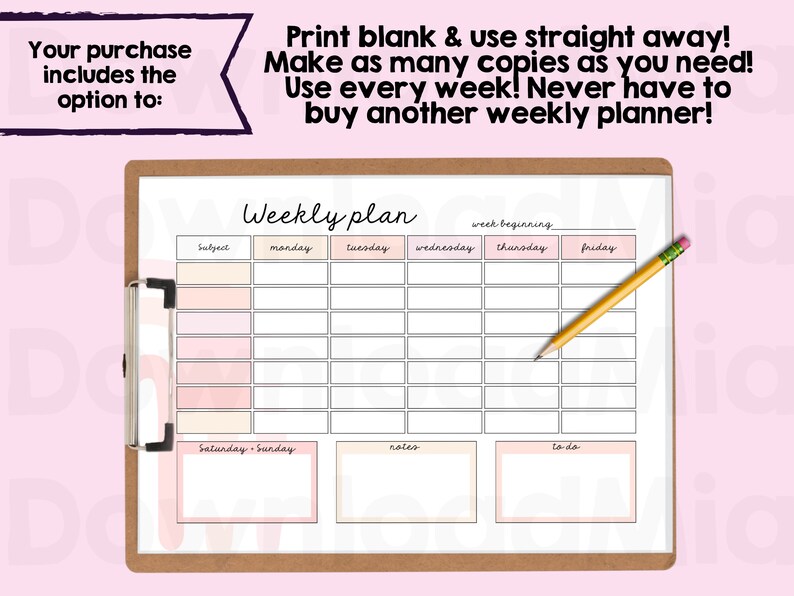 Weekly Schedule Homeschool Kids Plan and To Do List Responsibility Chart for Planning Jobs, Routines and School Work. Homeschool printable image 2