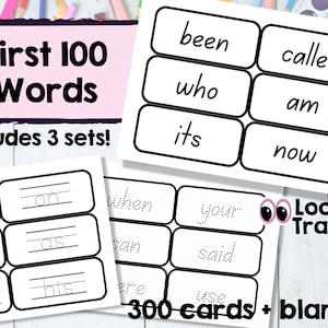 Sight words flashcards Kids First 100, Tracing & Writing cards for School or Homeschool Planning digital printable