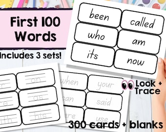 Sight words - Kids First 100, Tracing & Writing cards for School or Homeschool Planning digital printable