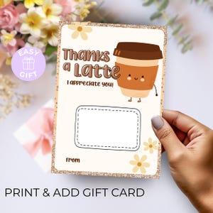 Bon café à imprimer pour le professeur cadeau de remerciement titulaire de la carte-cadeau appréciation semaine anniversaire bon café école enfants garderie lui offrir