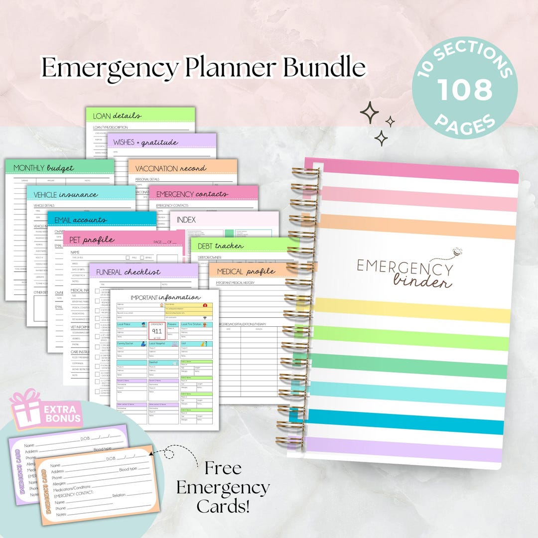 In Case of Emergency Binder, Just in Case Printable Emergency Planner ...