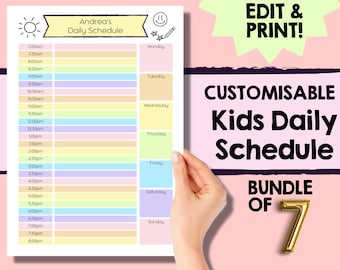 Kids Daily School Checklist, Responsibility Chart, To Do List, Editable Chore Chart, Printable PDF, Daily Routine, Homeschool Planner