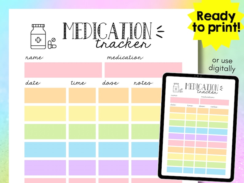 Medication Tracker Chart Kids Medicine Schedule Paracetamol Record