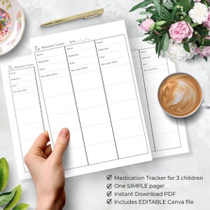 Medication Tracker Chart. Kids Medicine Schedule for 3 children. Paracetamol record. Kids medication chart Multiple Childrens medication log