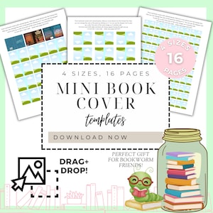 Mini couverture de livre, modèle modifiable, imprimable, couverture de bocal de livre TBR, à lire dans le rayon, livres miniatures pour maison de poupée à l'échelle 1:12, étagère anxiété
