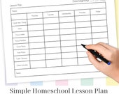 Homeschool Planner, Simple Lesson Plan, Teacher Lesson Planner, one page homeschool, weekly activity schedule, morning routine