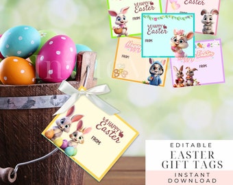 Easter Gift Tags, Easter Present card, Easter thank you gift, Easter Basket cute printable, lunchbox card for kids,