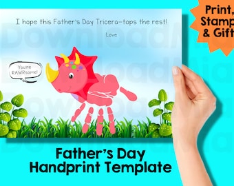 Father’s Day craft keepsake Dinosaur art gift, Father’s Day gift from kids, handprint art, handprint template, Father’s Day craft printable