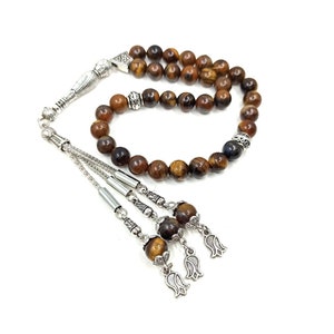 Tiger Eye Prayer Beads, 33 Bead Tiger Eye Rosary, Natural Stone Prayer Beads, Meditation Gifts, Sufi Beads, Tasbeeh, Sibha, Misbaha