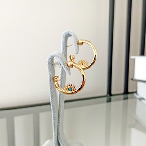 Evil eye earrings, blue evil eye earrings, turkish evil eye, evil eye jewelry, evil eye Gold, protection earrings, evil eye charm