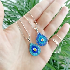Evil Eye necklace, nazar necklace, murano glass necklace, evil eye bead necklace, blue evil eye pendant, teardrop evil eye, turkish eye