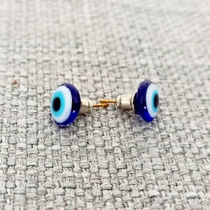 Handmade blue evil Eye earrings, glass nazar earrings, dainty Eye stud earrings, perfect gift for her