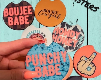 Western Punchy Turquoise Car Coasters