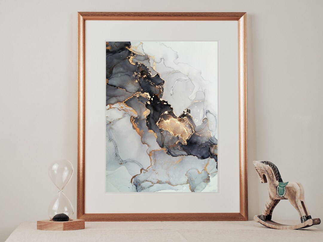 Printable Wall Art Abstract Modern, Luxury Abstract, Black and Gold - Etsy