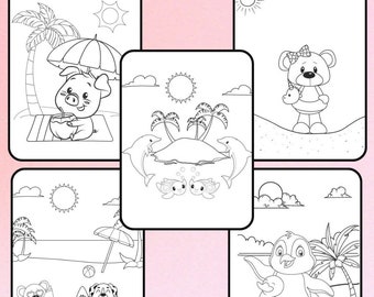 50 Malvorlagen Zum Ausdrucken | Tiere am Strand | Druckbares Kinder Malbuch