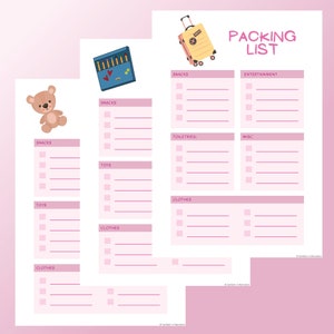 Baby, Kind und allgemeines Packlisten-Bundle für Urlaub und Reisen