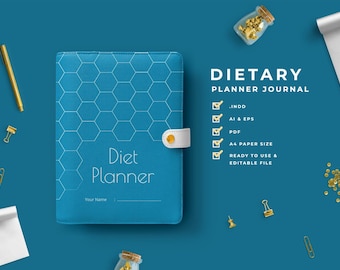 Blue Dietary Planner Journal: A4/Letter Size Template (Digital Download)