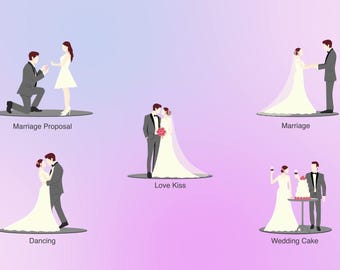 Personnages de mariage design plat | After Effects