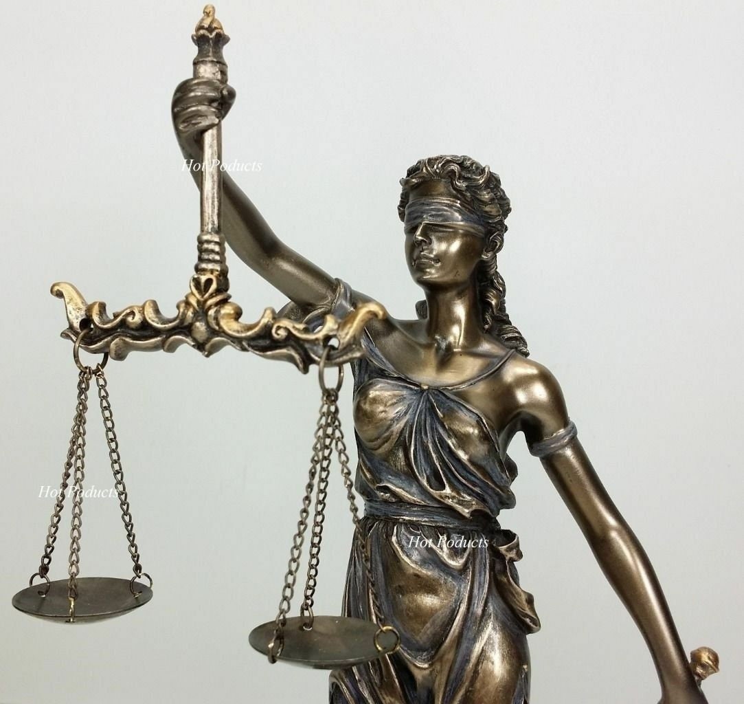 BLIND LADY JUSTICE Scales Lawyer Firm Attorney Statue Office Desk