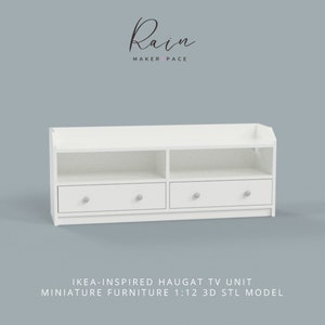 Muebles en miniatura Hauga Tv Unit inspirados en Ikea, gabinete de televisión en miniatura, muebles en miniatura, muebles de casa de muñecas / archivo STL 3D
