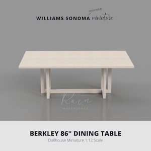 Miniatur Esstisch, Williams-Sonoma-inspirierte Miniatur, Berkley 86 Mini Tisch, Esstisch Puppenhaus Maßstab 1 12, 3D Stl File