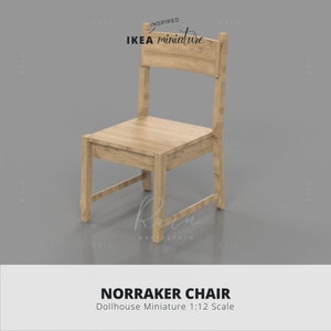 Miniature Ikea-Inspired Norraker Chair For 1:12 Dollhouse, Chair for Dollhouse, Miniature Furniture Chair, 3D STL File