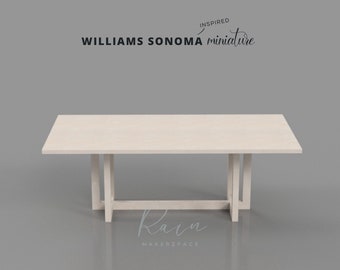 Miniature Dining Table, Williams-Sonoma-inspired Miniature, Berkley 86 Mini Table, Dining Table Dollhouse 1 12 Scale, 3D STL File