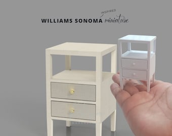 Miniature Nightstand For 1:12 Dollhouse,  1 12 Dollhouse Nightstand, Michelle Nightstand from Williams Sonoma replica, 3D STL File