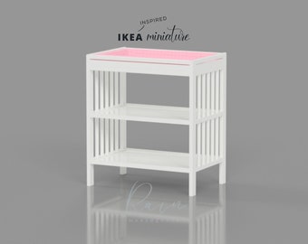 Miniature Ikea-Inspired Gulliver Changing Table For 1:12 Dollhouse, Miniature Dollhouse Changing Table, IKEA Mini Furniture, 3D STL File