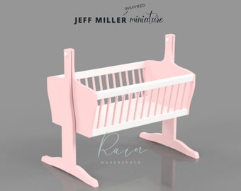 Baby Cradle Miniature Furniture for Dollhouse,  Dollhouse Miniature Baby Cradle, Baby Cradle, 3D STL File