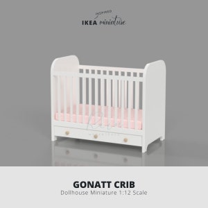 Miniature Ikea-Inspired  Furniture For 1:12 Dollhouse  Gonatt Crib, Dollhouse Scandiavian Furniture, Miniature Dollhouse Crib, 3D STL File