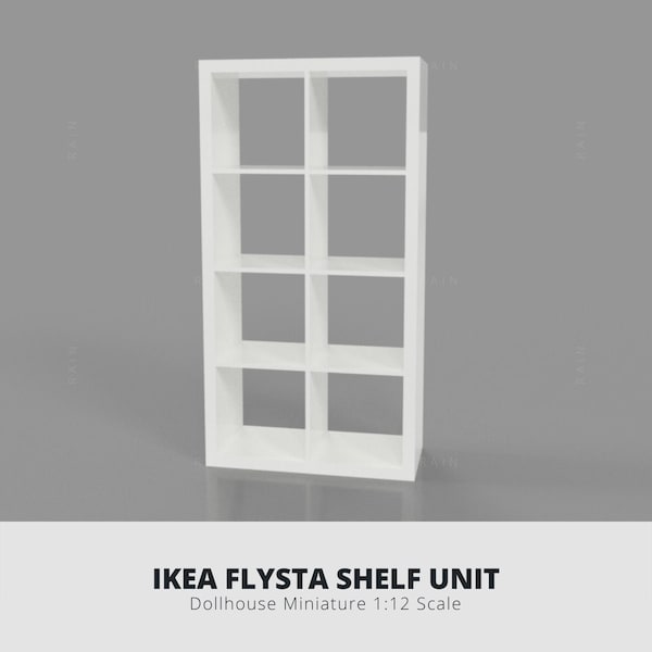 Miniature Ikea-Inspired Flysta Shelf Unit, Miniature Furniture, Dollhouse IKEA Furniture, IKEA Dollhouse Furniture, 3D STL File