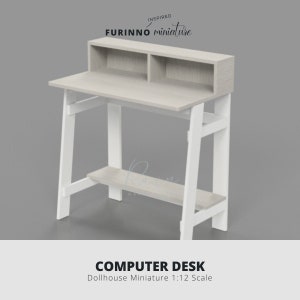 Computer Desk Miniature Furniture 3D MODEL 1:12, Dollhouse Miniature Modern Desk, Miniature Dollhouse Desk, 3D STL File