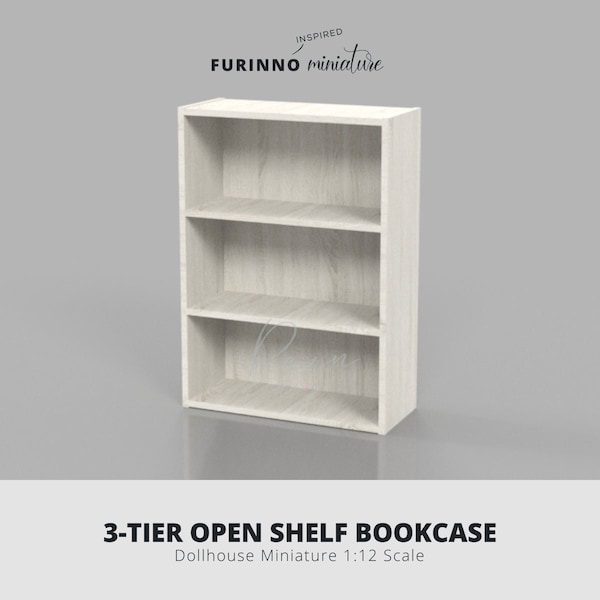 Pasir 3-Tier Open Shelf Bookcase 1:12 Dollhouse 3D MODEL, Miniature Furniture Dollhouse, Dollhouse Furniture 1 12, 3D STL File