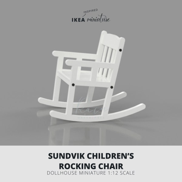 Meubles miniatures Chaise à bascule SUNDVIK pour enfants miniature d'inspiration Ikea pour maison de poupée à l'échelle 1:12, meubles de maison de poupée IKEA, fichier 3D STL