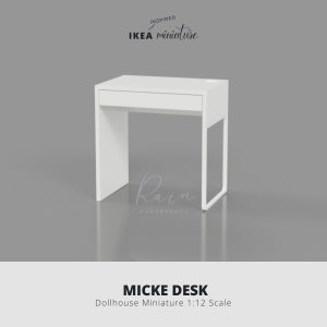 Miniature Ikea-Inspired Micke Desk (Small), Miniature Furniture 3D MODEL, Ikea Dollhouse Furniture, Miniature Dollhouse Desk, 3D STL File
