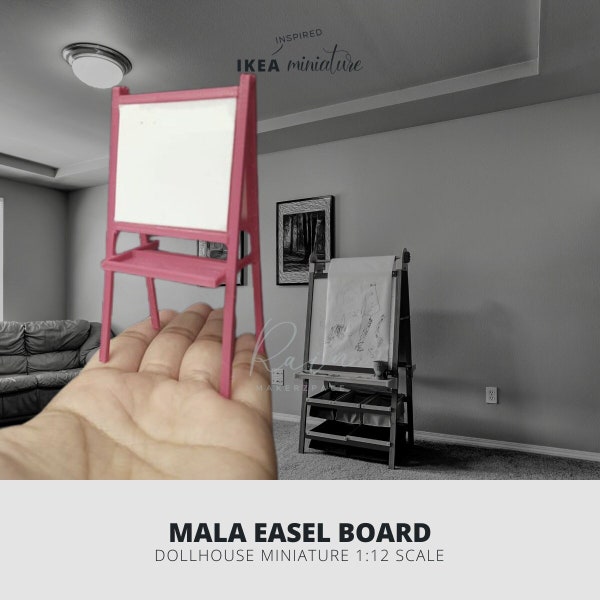 Mini Ikea-Inspired MALA Easel Board, Miniature Furniture 3D MODEL 1:12, Ikea Dollhouse Furniture, Dollhouse Miniature Easel, 3D STL File