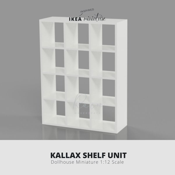 Miniature Ikea-Inspired Kallax Shelf Unit Furniture 3D MODEL, 3D STL File, Ikea Dollhouse Furniture, Miniature Shelf Bookcase, 3D STL File