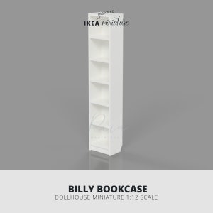 Miniature Ikea-Inspired Billy Bookcase Furniture 3D MODEL, Dollhouse Miniatures, IKEA Dollhouse Miniature Bookcase, 3D STL File
