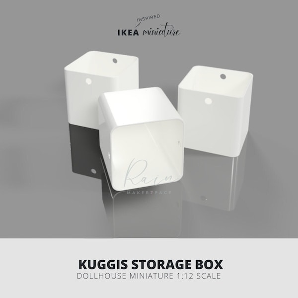 Miniature Kuggis Storage Box, Ikea-Inspired Furniture 3D MODEL, Ikea Dollhouse Furniture, Dollhouse Storage Bin, 3D STL File