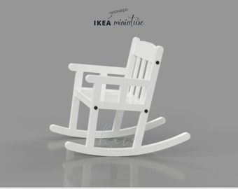 SUNDVIK Miniatur Möbel Miniatur Ikea-inspirierter SUNDVIK Kinderschaukelstuhl Für 1:12 Puppenhaus, IKEA Puppenhausmöbel, 3D STL File