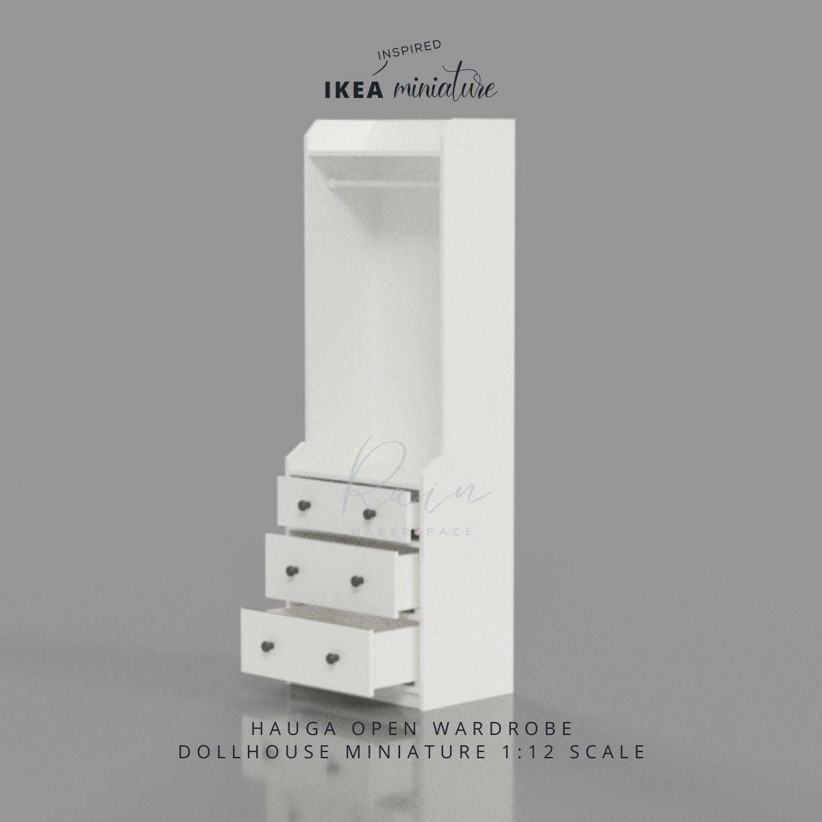 Miniature Ikea inspired Hauga Wardrobe Furniture IKEA Dollhouse