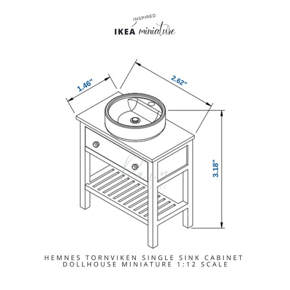 Miniature Hemnes Tornviken Open Single Sink Cabinet for 1 12