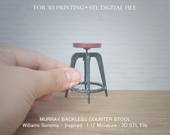 Miniature Murray Backless Counter Stool | W lliams Son ma-inspired | Miniature Furniture  | 3D STL FILE