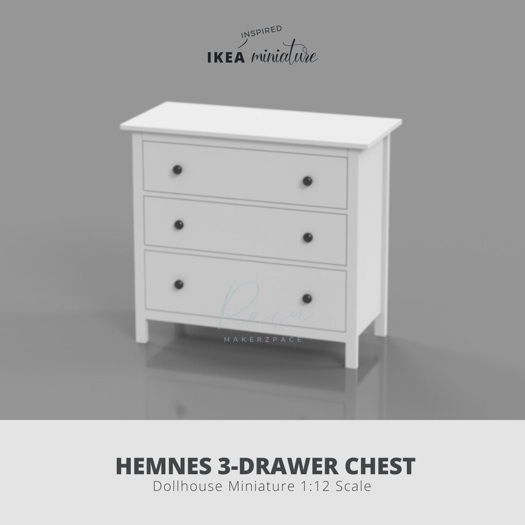 Ikea inspired HEMNES 3 drawer Chest for 1 12 Dollhouse Miniature
