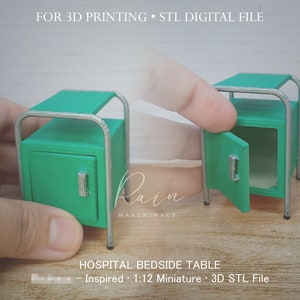 Mini Hospital Bed Side Table | 1900s Hospital Room | Mini Furniture | 3D STL File
