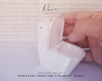 Miniature Sanitary Toilet - Perfect for 1:12 Scale Dollhouses, Mini Toilet, Miniature Furniture - 3D STL File