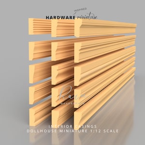 Interior Casing Moldings for 1:12 Dollhouse - Includes 15 Designs, Dollhouse Casing Molding, Dollhouse Trim and Molding, 3D STL File